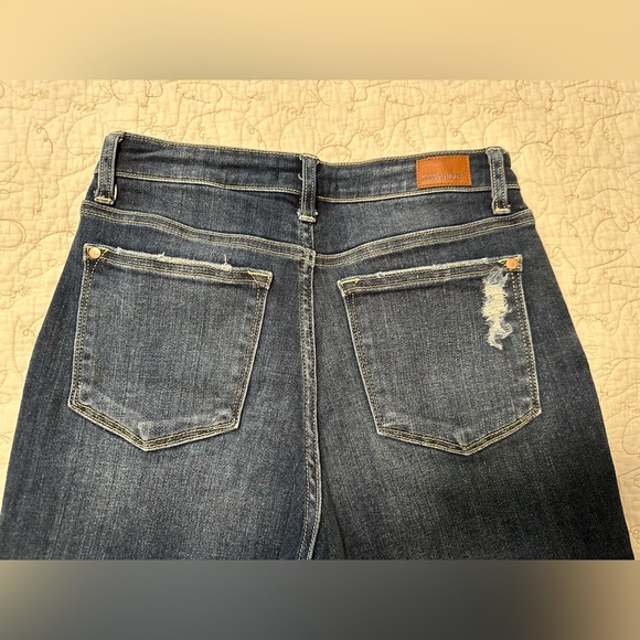 Judy Blue Dark Wash Distressed Boyfriend Jeans - Picture 5 of 9